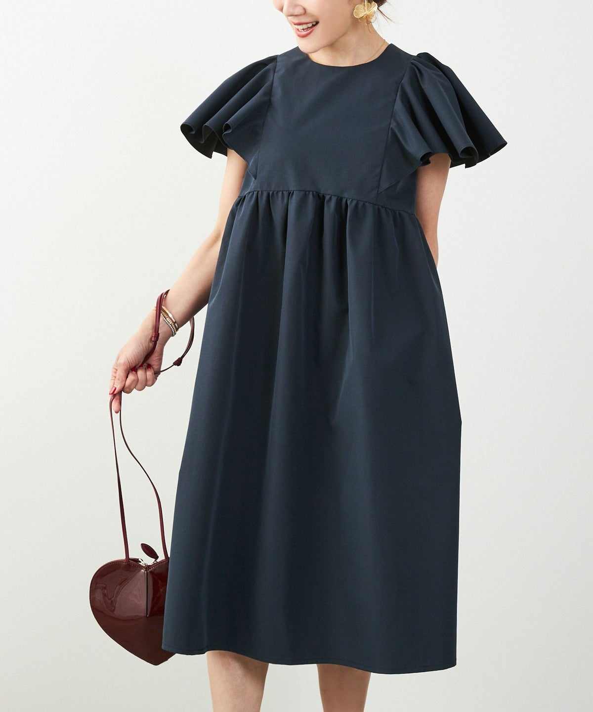 手洗い可かわいい上品きれいめ大人カジュアルシンプル体型カバーハイウエストフレアジョイントスペース