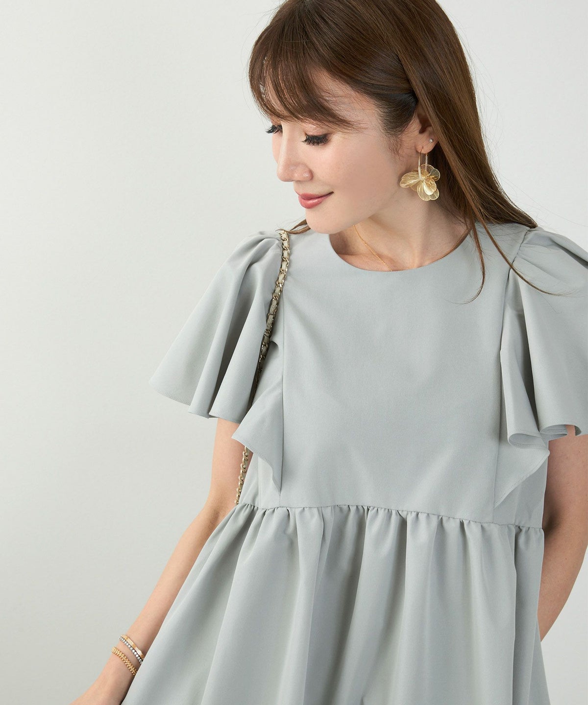 手洗い可かわいい上品きれいめ大人カジュアルシンプル体型カバーハイウエストフレアジョイントスペース