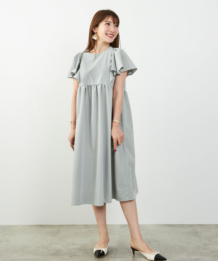 手洗い可かわいい上品きれいめ大人カジュアルシンプル体型カバーハイウエストフレアジョイントスペース