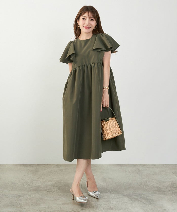 手洗い可かわいい上品きれいめ大人カジュアルシンプル体型カバーハイウエストフレアジョイントスペース