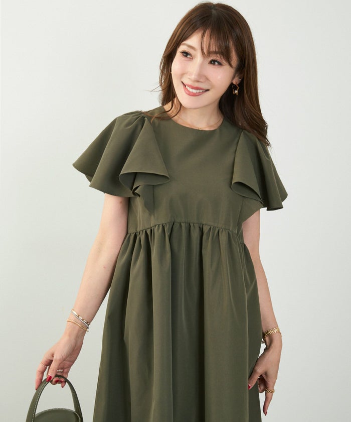 手洗い可かわいい上品きれいめ大人カジュアルシンプル体型カバーハイウエストフレアジョイントスペース