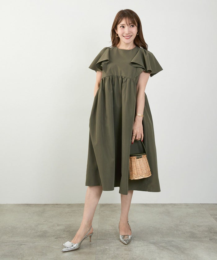 手洗い可かわいい上品きれいめ大人カジュアルシンプル体型カバーハイウエストフレアジョイントスペース