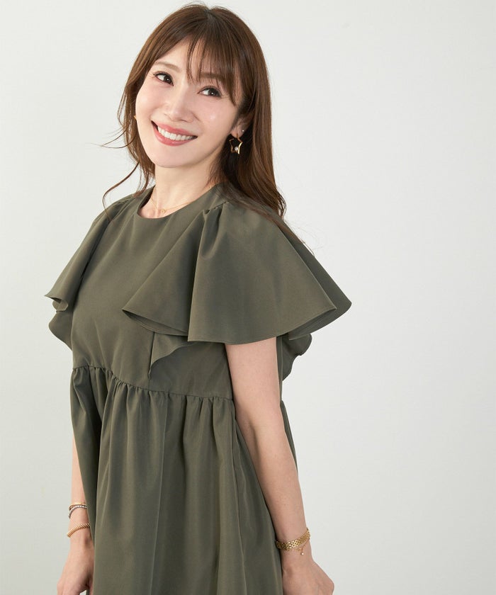 手洗い可かわいい上品きれいめ大人カジュアルシンプル体型カバーハイウエストフレアジョイントスペース