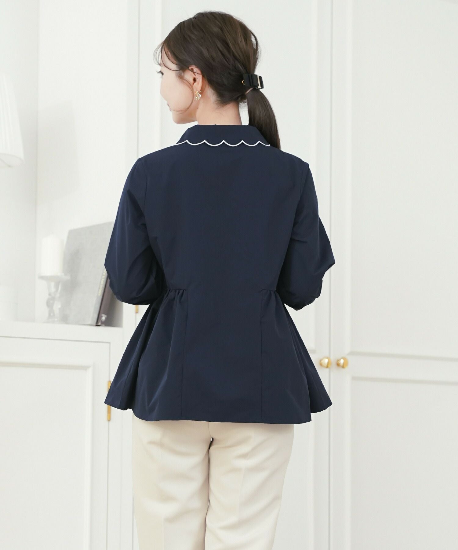 Occasion-SALE 撥水 スカラップ 襟 ブラウス le reve vaniller 全3色