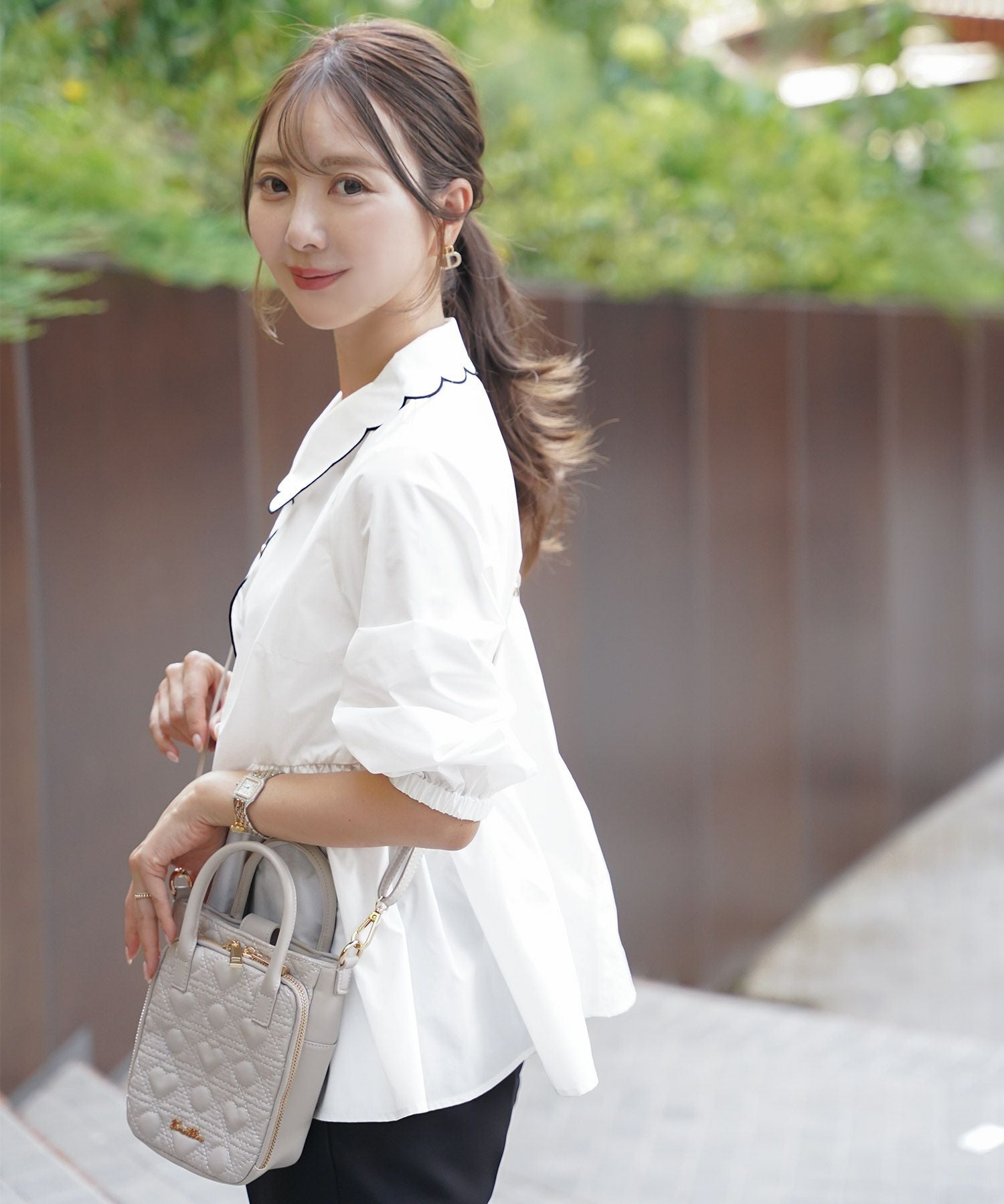 撥水 スカラップ 襟 ブラウス le reve vaniller 全3色｜lvn831-2100【1】