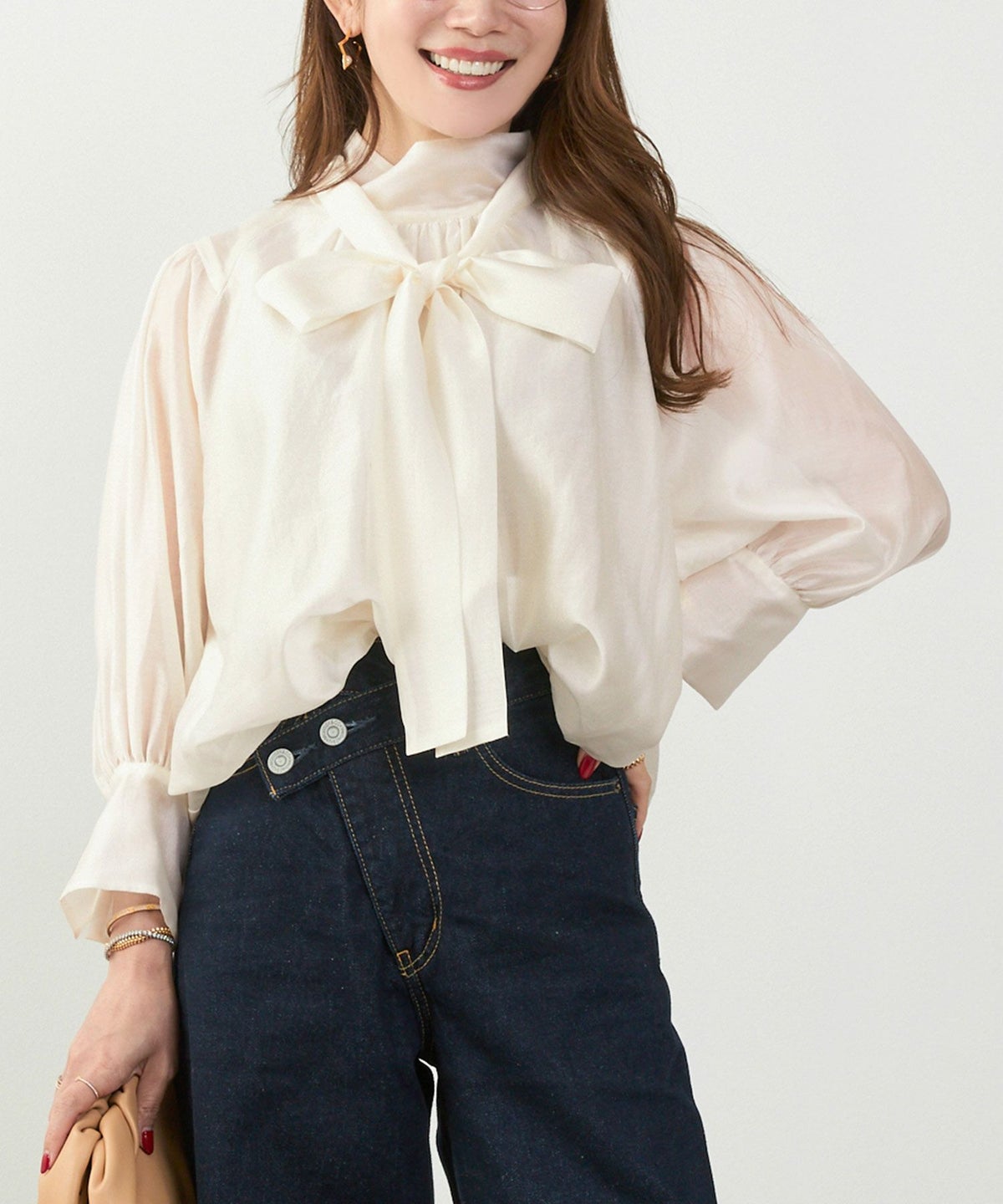 手洗い可 長袖 大人カジュアル オフィス きれいめ フェニミン シアー オールシーズン ジョイントスペース