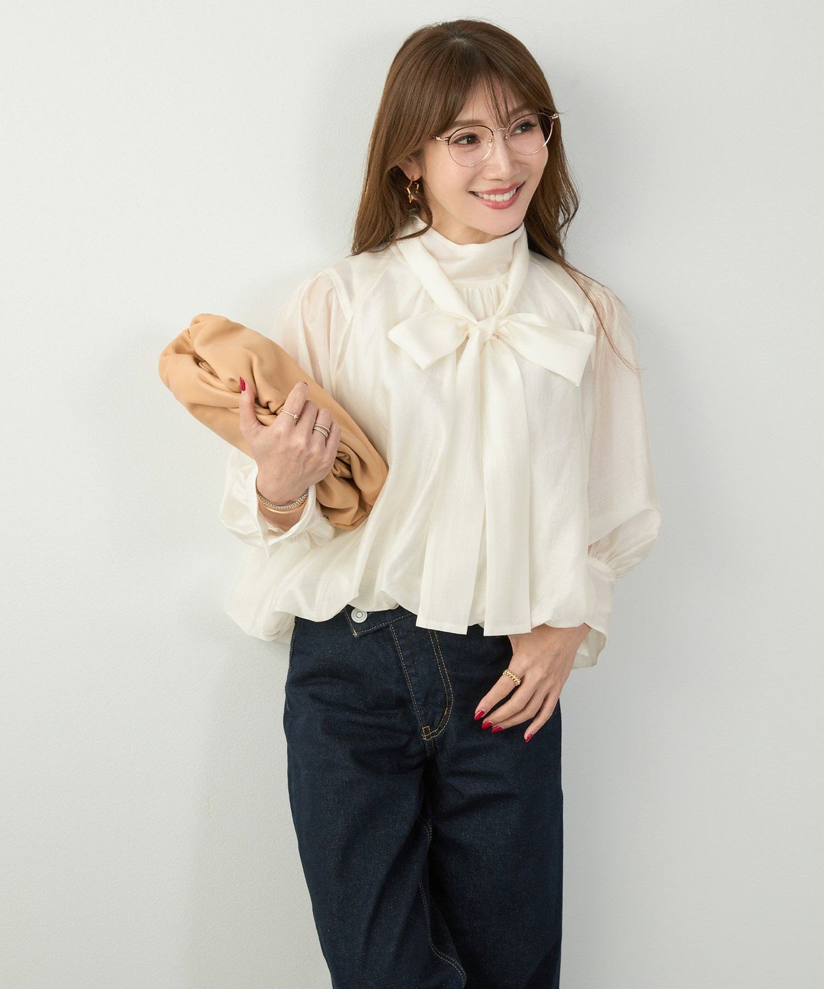 手洗い可 長袖 大人カジュアル オフィス きれいめ フェニミン シアー オールシーズン ジョイントスペース