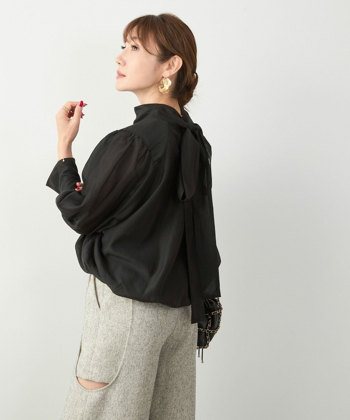 手洗い可 長袖 大人カジュアル オフィス きれいめ フェニミン シアー オールシーズン ジョイントスペース