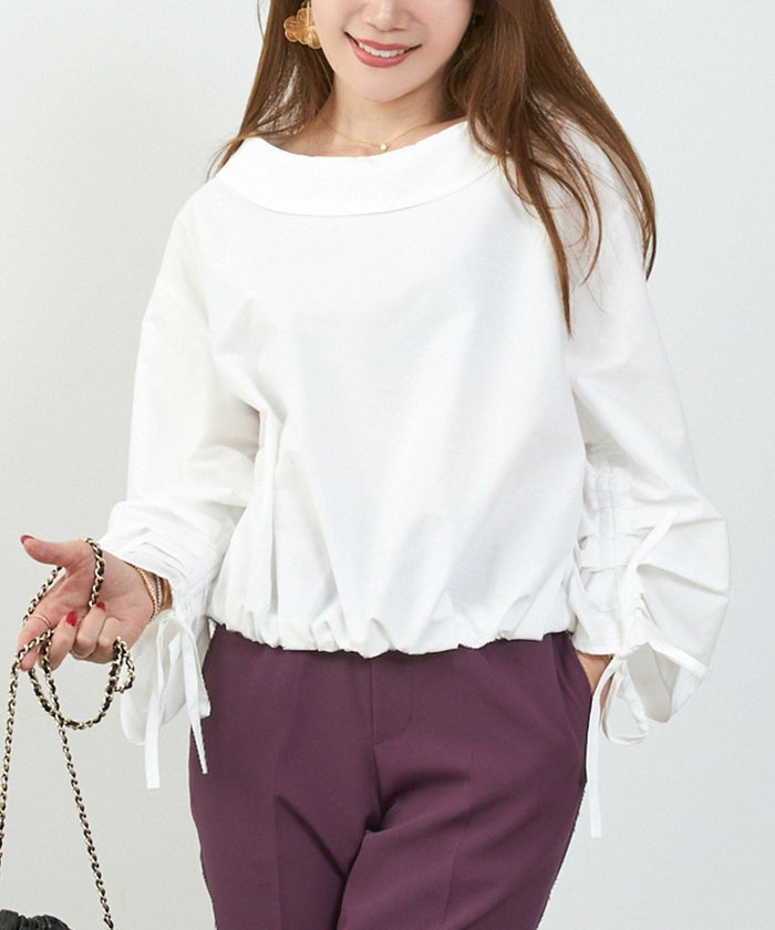 かわいい 上品 きれいめ 大人カジュアル オフィス シンプル 柄 ストライプ バルーン 春 秋 体型カバー ジョイントスペース