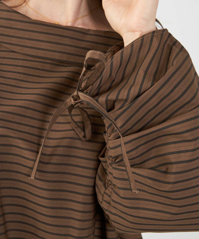 かわいい 上品 きれいめ 大人カジュアル オフィス シンプル 柄 ストライプ バルーン 春 秋 体型カバー ジョイントスペース