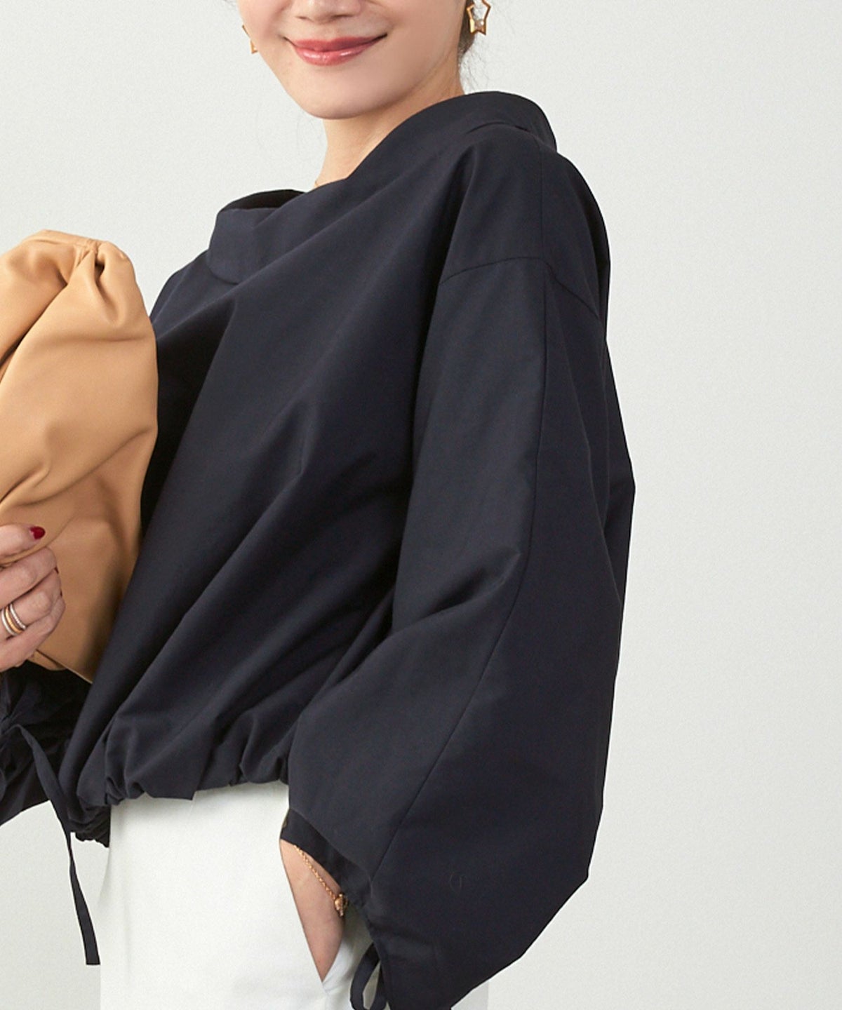 かわいい 上品 きれいめ 大人カジュアル オフィス シンプル 柄 ストライプ バルーン 春 秋 体型カバー ジョイントスペース