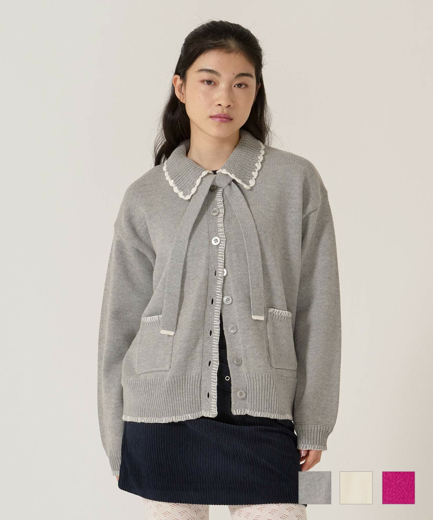 ハンドステッチ ニットジャケット TINA：JOJUN 全3色｜tnj431-1140【4