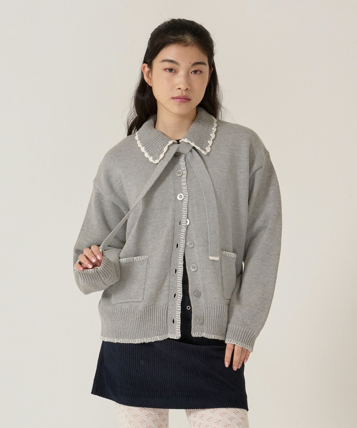 ハンドステッチ ニットジャケット TINA：JOJUN ハンドステッチ ニットジャケット TINA：JOJUN（その他アウター