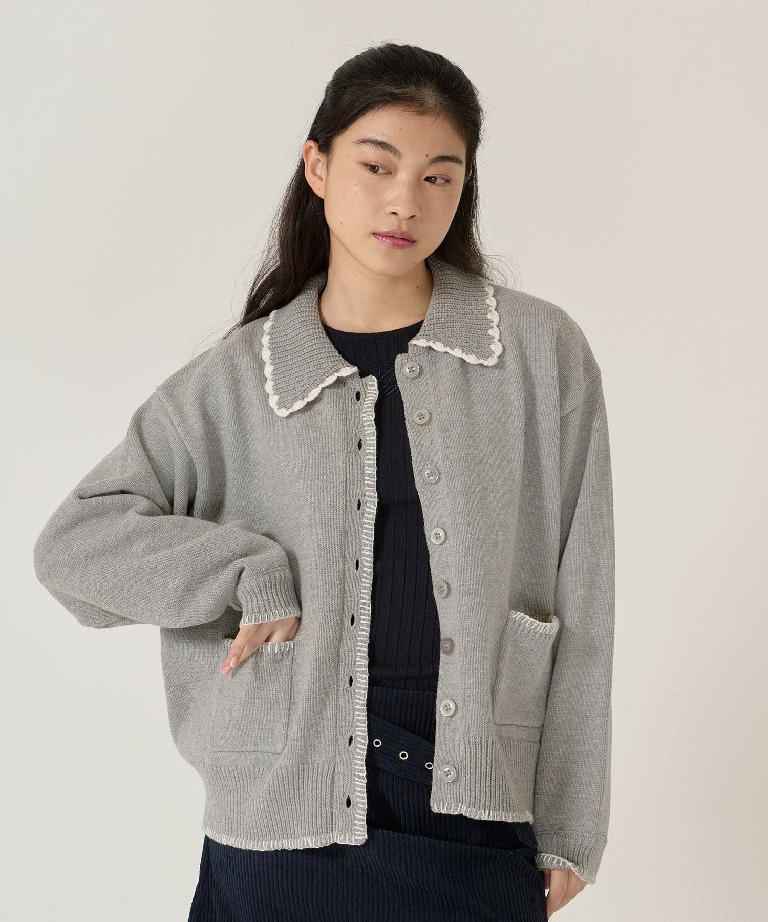 ハンドステッチ ニットジャケット TINA：JOJUN 全3色｜tnj431-1140【4