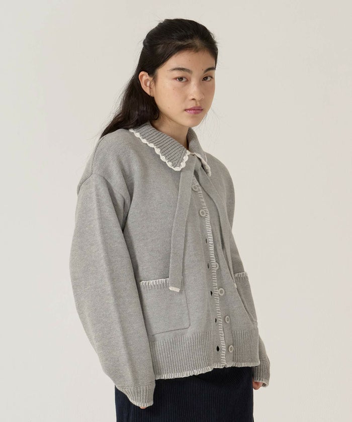  ハンドステッチ/ ニット/ジャケット/アイボリー