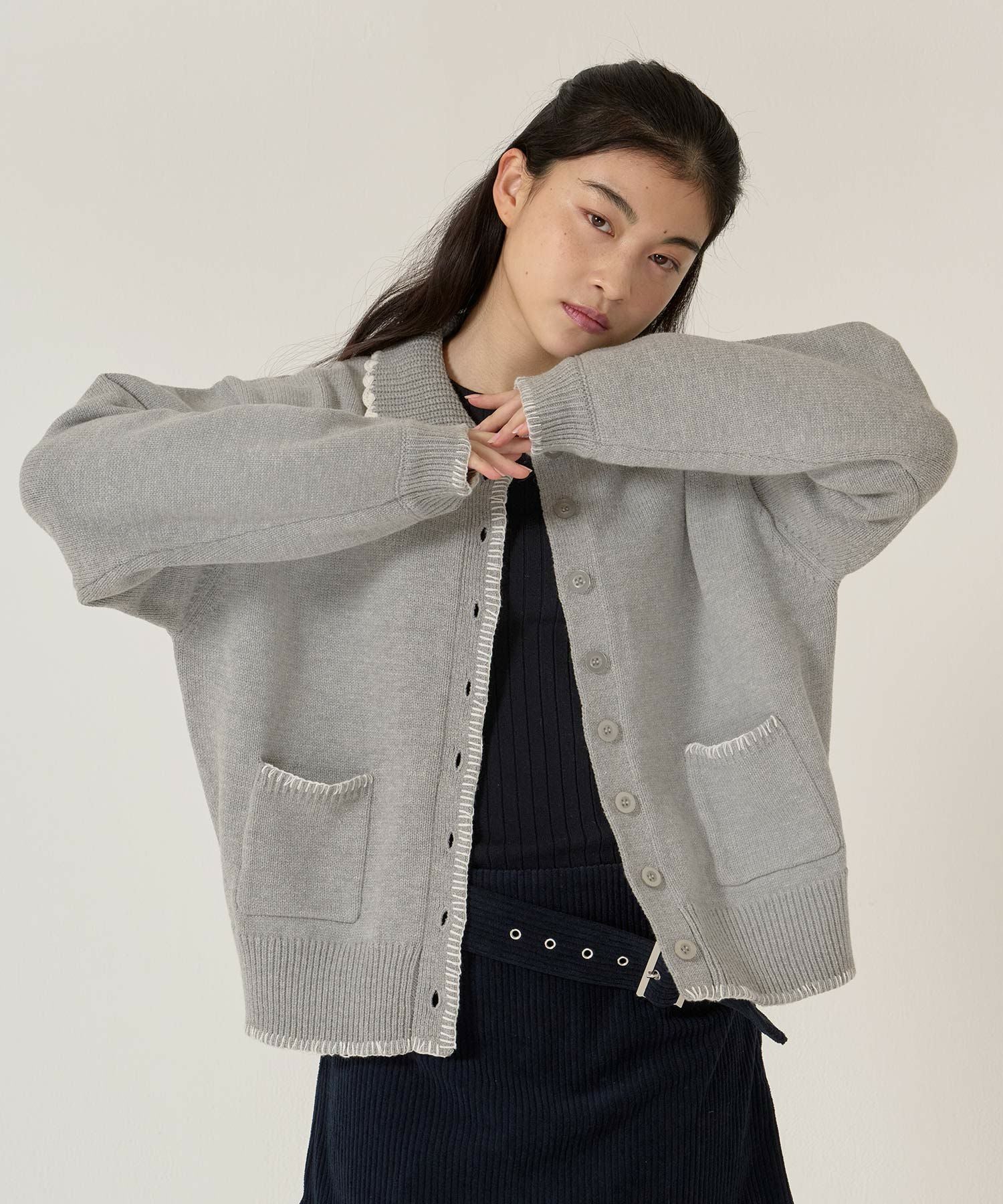 シェリエ♡スティッチポケットニットトップス ハンドステッチ ニットジャケット TINA：JOJUN 全3色｜tnj431-1140【4