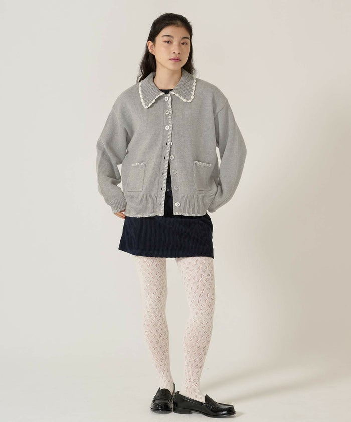  ハンドステッチ/ ニット/ジャケット/アイボリー