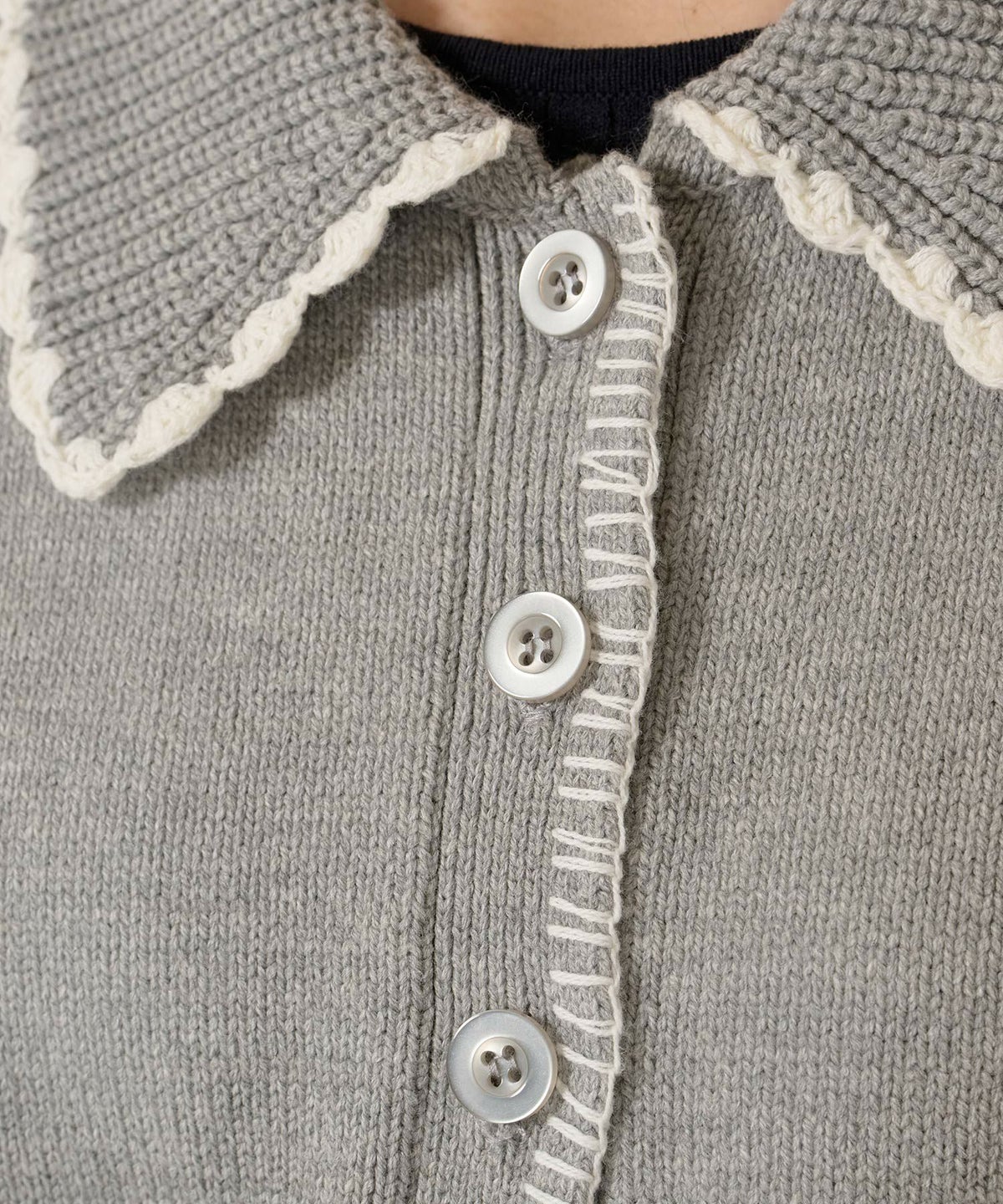  ハンドステッチ/ ニット/ジャケット/アイボリー