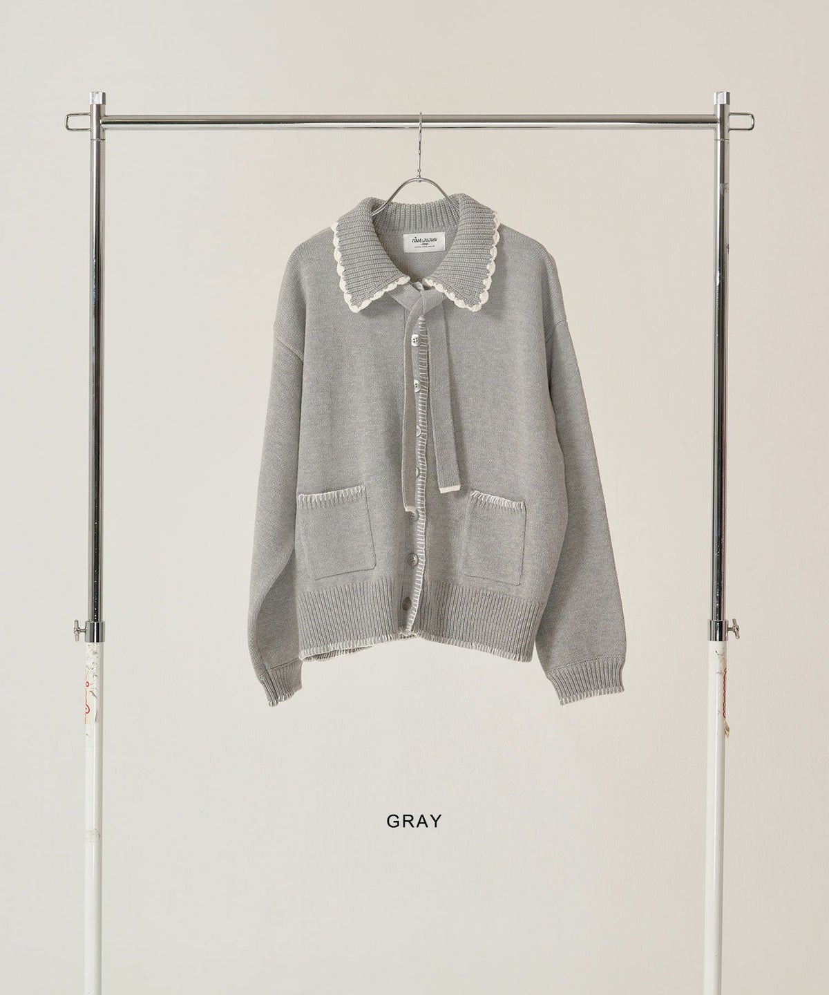 ハンドステッチ/ ニット/ジャケット/アイボリー