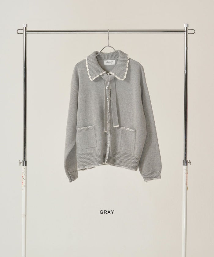 ハンドステッチ/ ニット/ジャケット/アイボリー