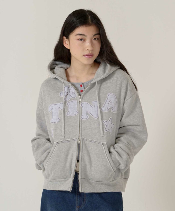 パッチワーク/フーディー/パーカー/ネイビー