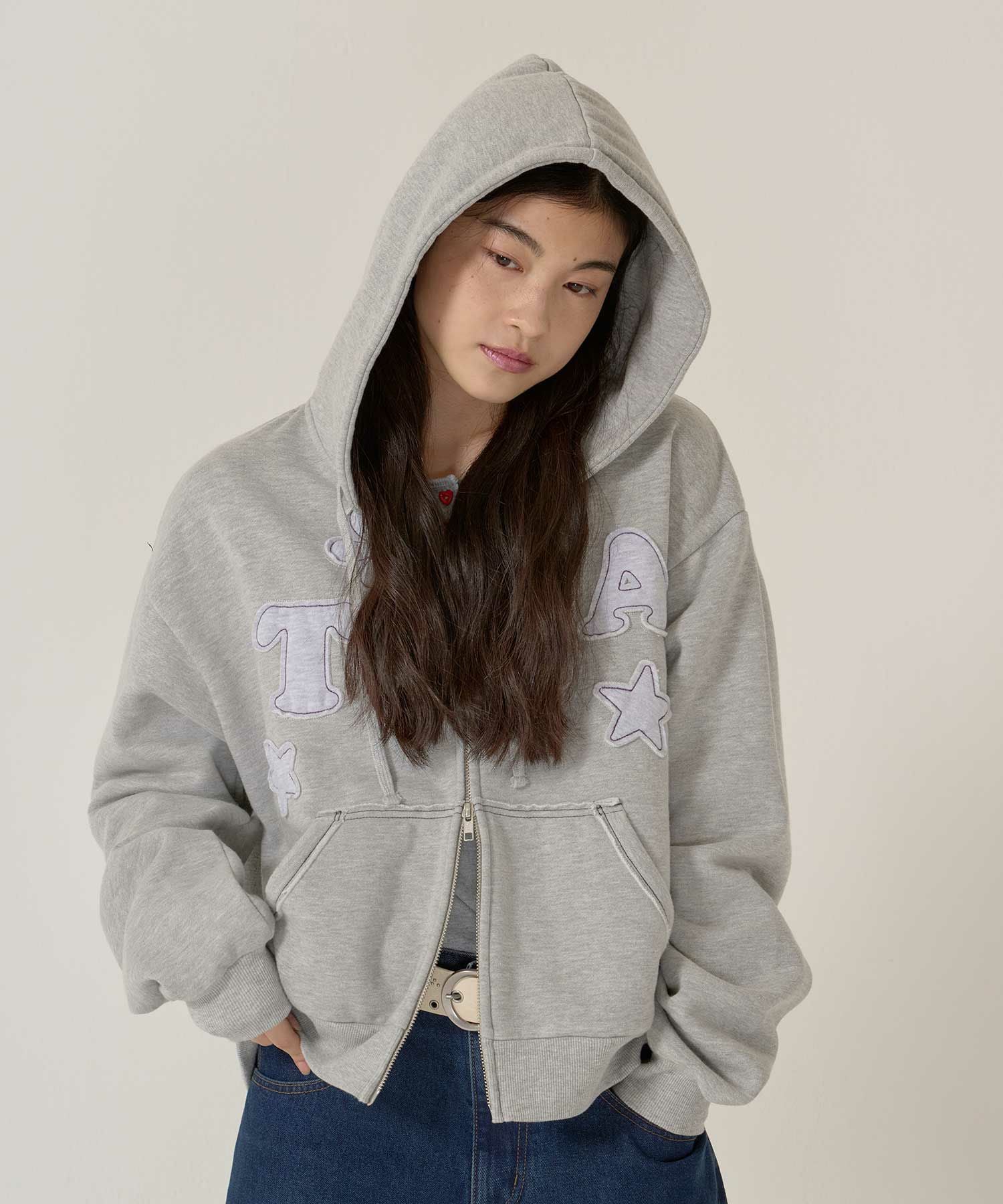 裏起毛 ロゴパッチワーク フーディー TINA：JOJUN 全3色｜tnj531-1133