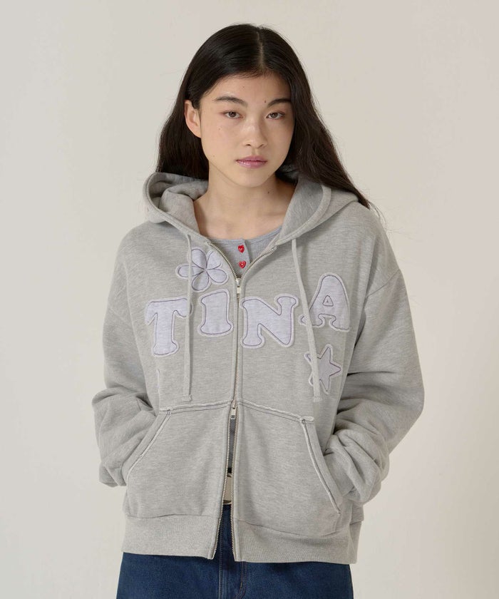 パッチワーク/フーディー/パーカー/ライトブルー