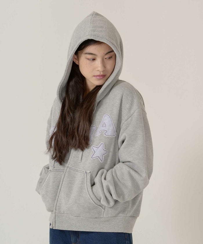 パッチワーク/フーディー/パーカー/ライトブルー