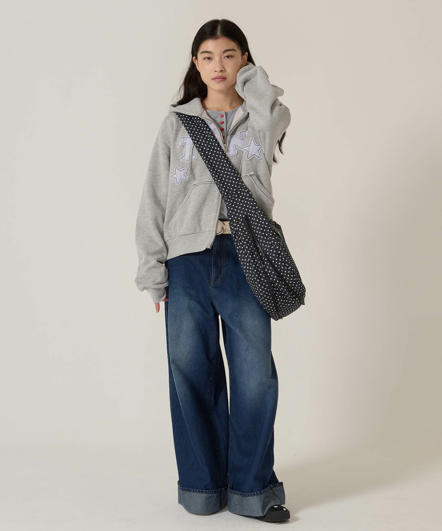 裏起毛 ロゴパッチワーク フーディー TINA：JOJUN 全3色｜tnj531-1133