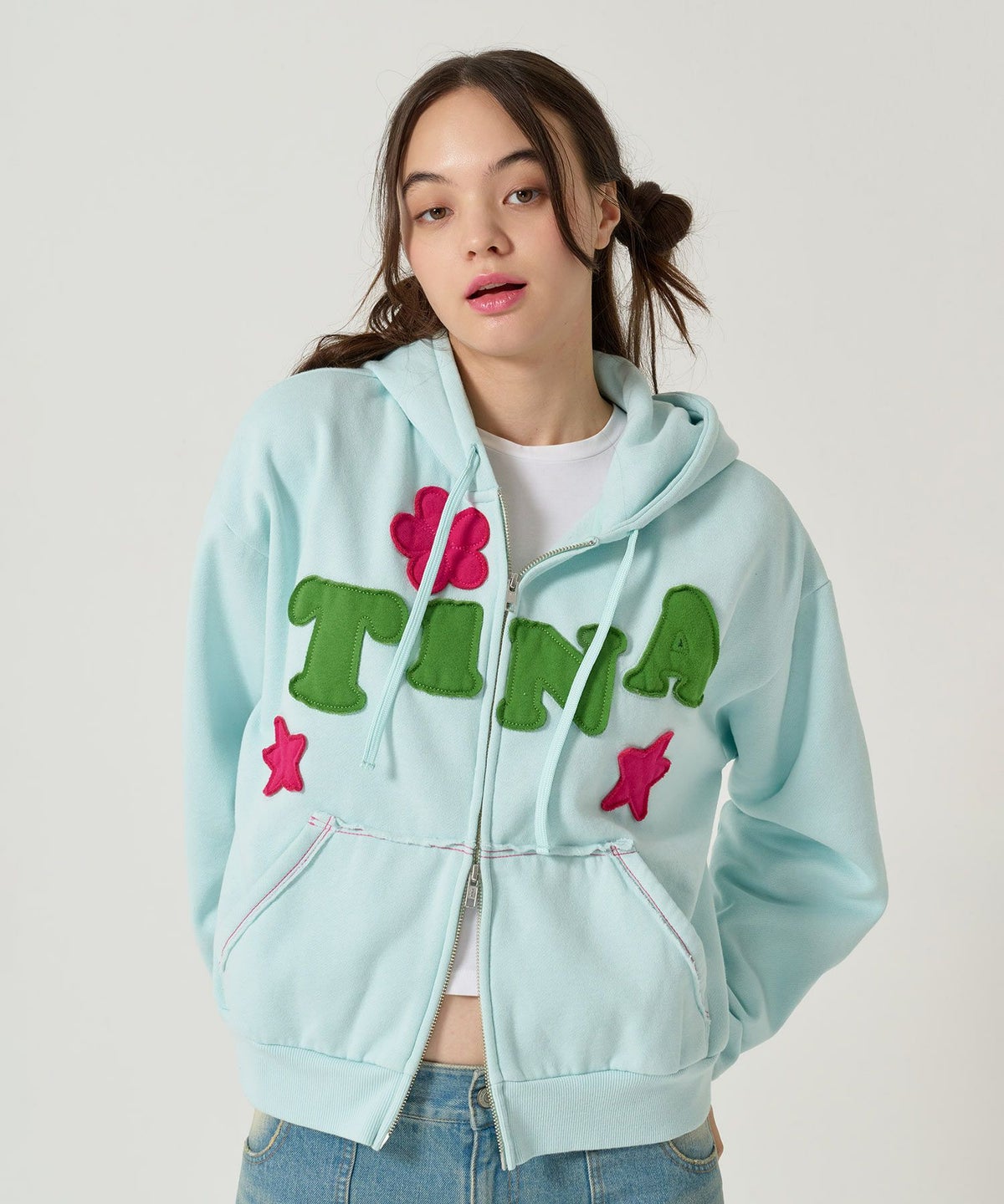 パッチワーク/フーディー/パーカー/ネイビー