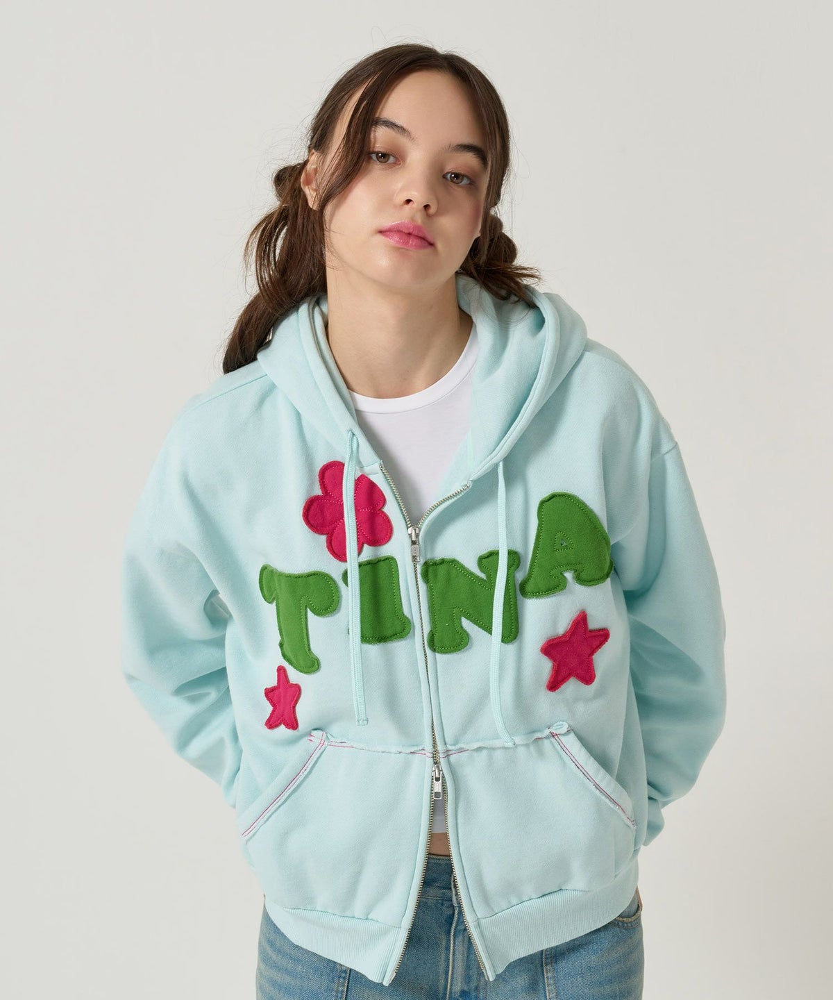 パッチワーク/フーディー/パーカー/ネイビー