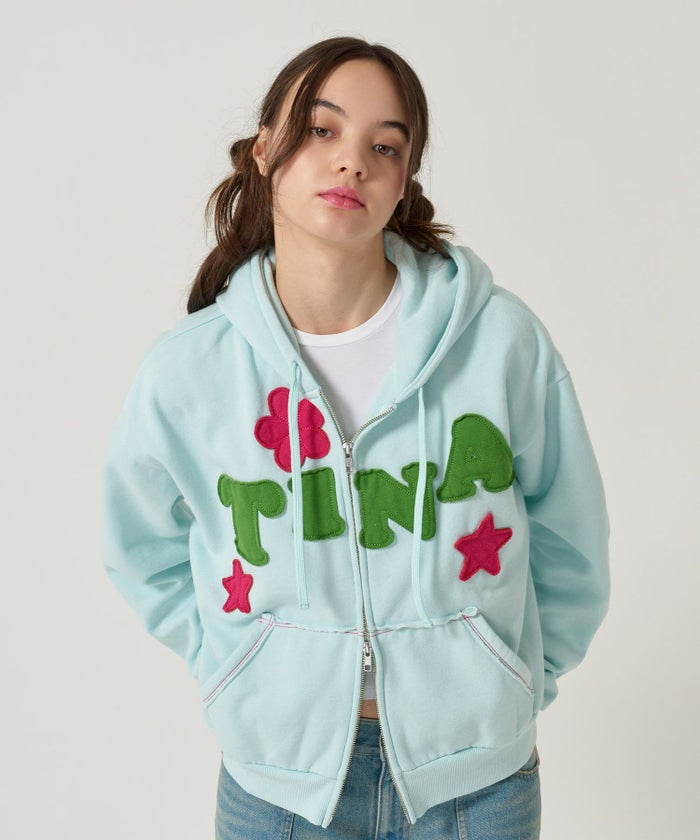 パッチワーク/フーディー/パーカー/ネイビー