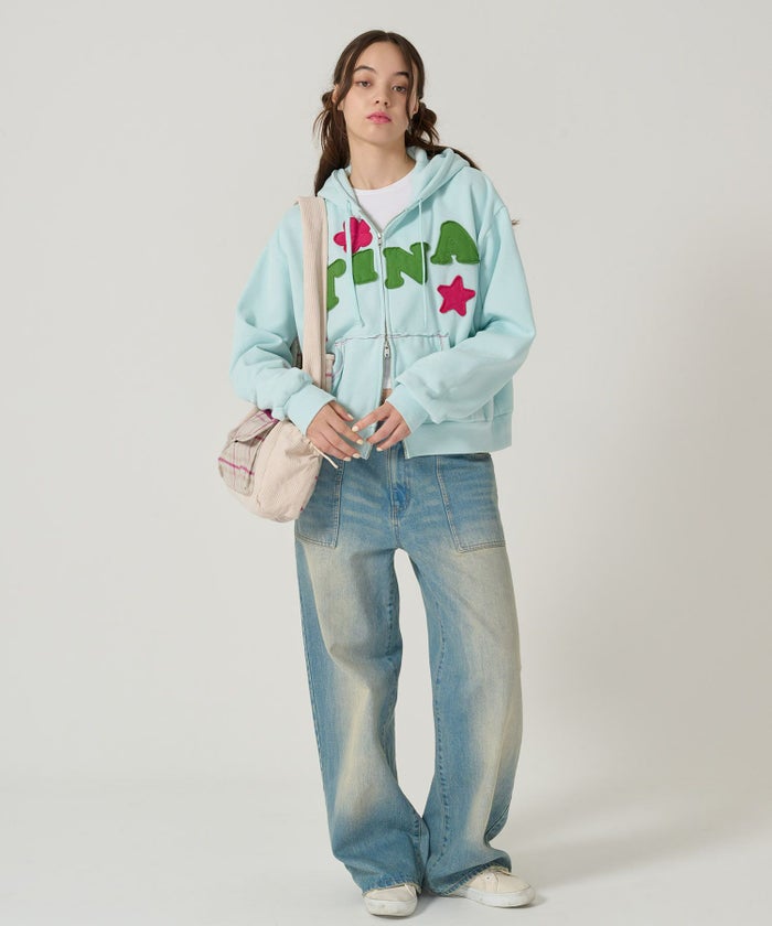 パッチワーク/フーディー/パーカー/ネイビー