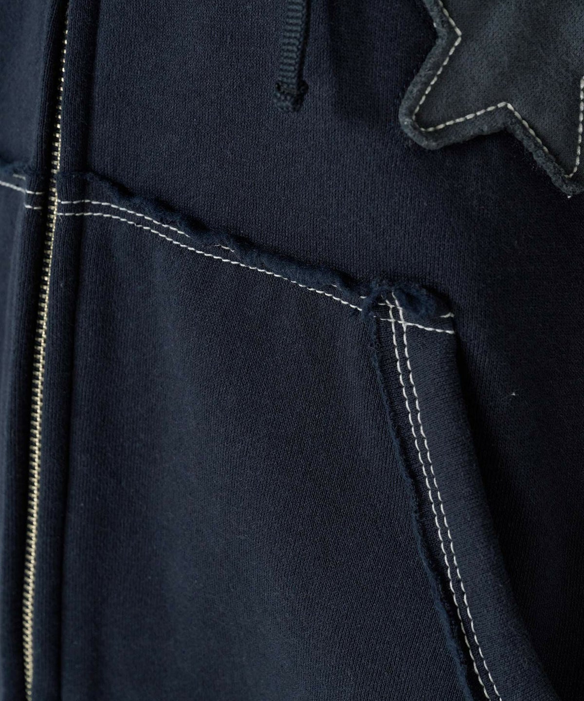 パッチワーク/フーディー/パーカー/ネイビー/ライトブルー