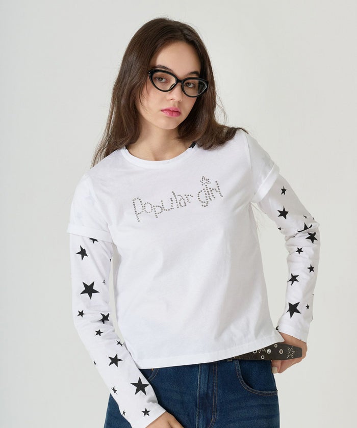 レイヤード /ロンT/スター/ホワイト