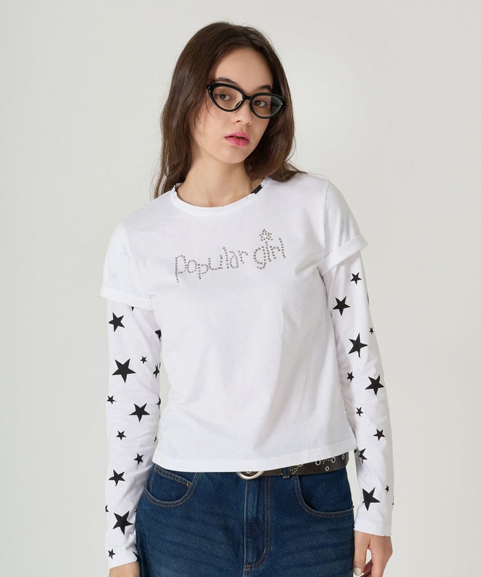 レイヤード /ロンT/スター/ホワイト