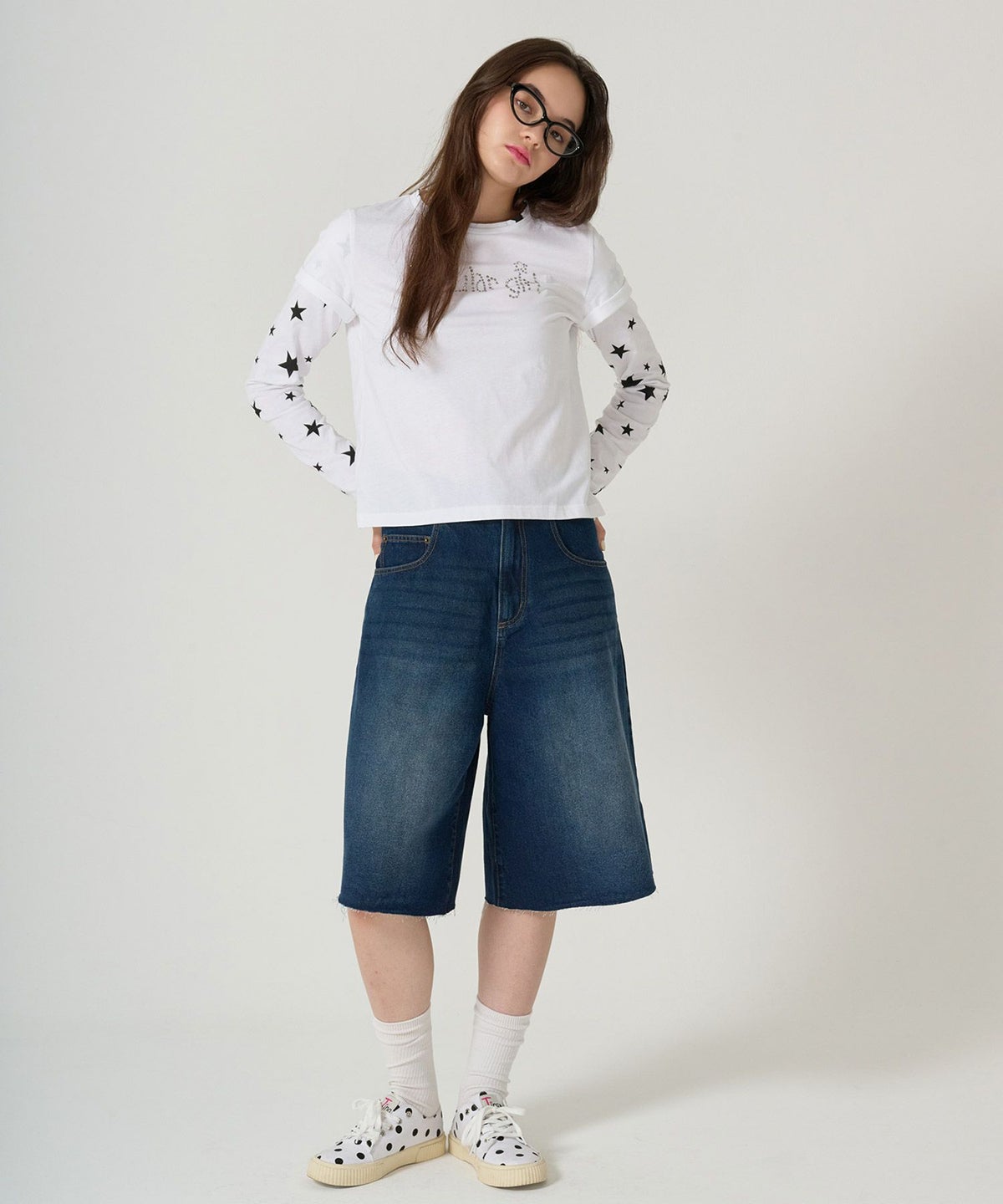 レイヤード /ロンT/スター/ホワイト