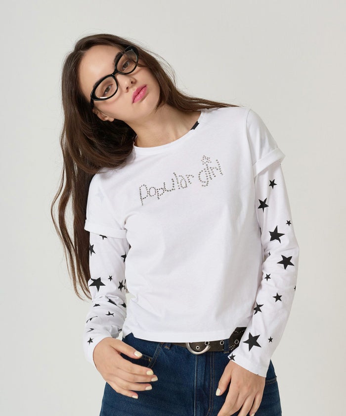 レイヤード /ロンT/スター/ホワイト