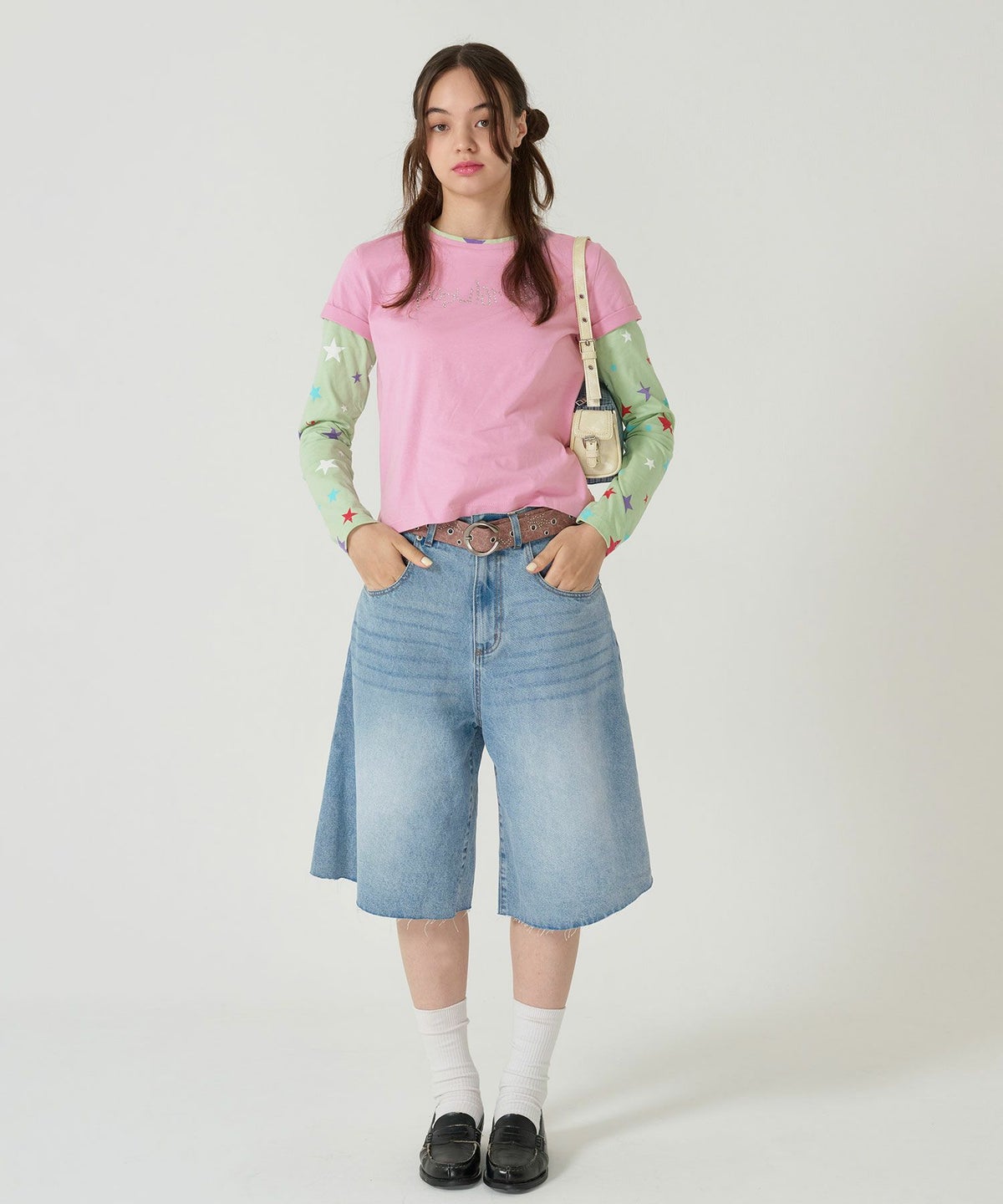 レイヤード /ロンT/スター/ピンク