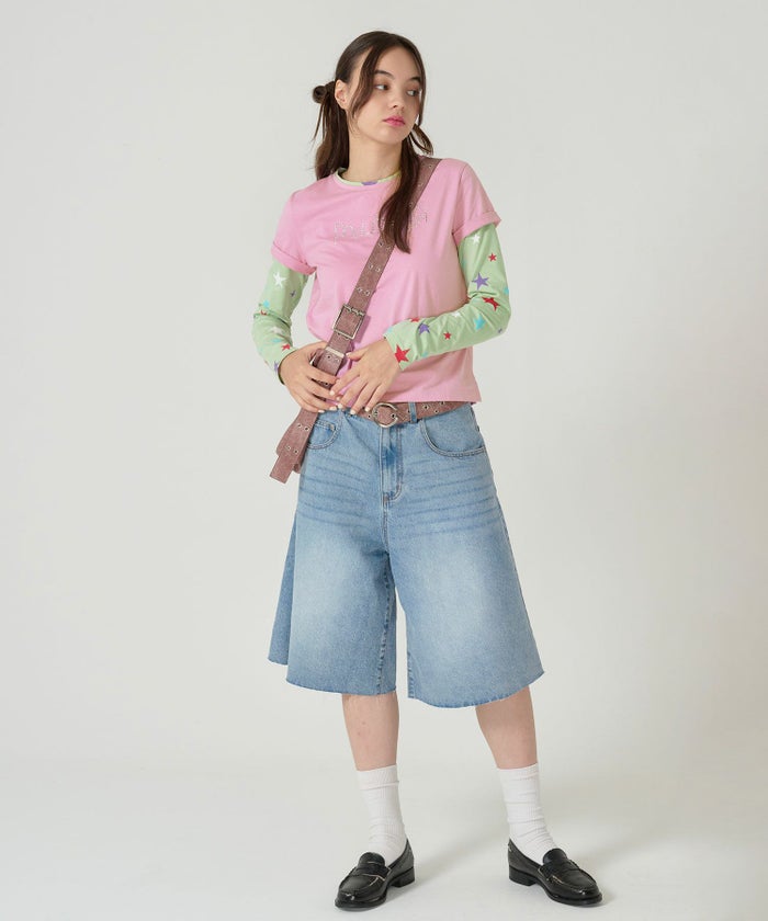 レイヤード /ロンT/スター/ピンク