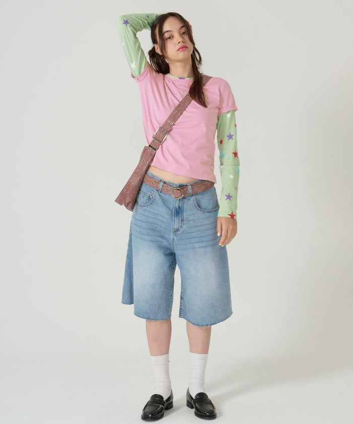 レイヤード /ロンT/スター/ピンク