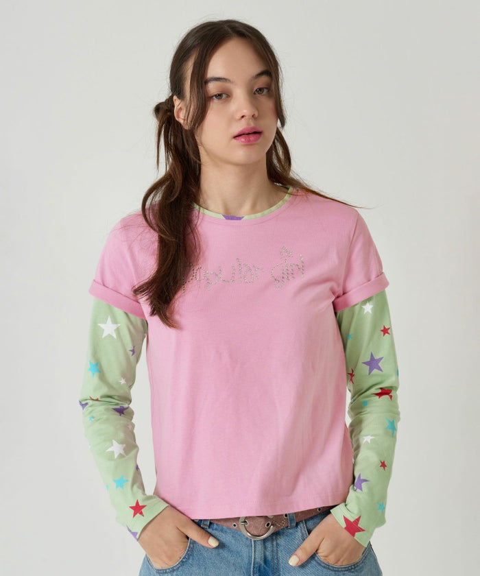 レイヤード /ロンT/スター/ピンク