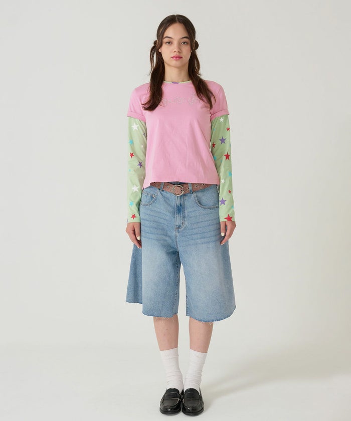 レイヤード /ロンT/スター/ピンク