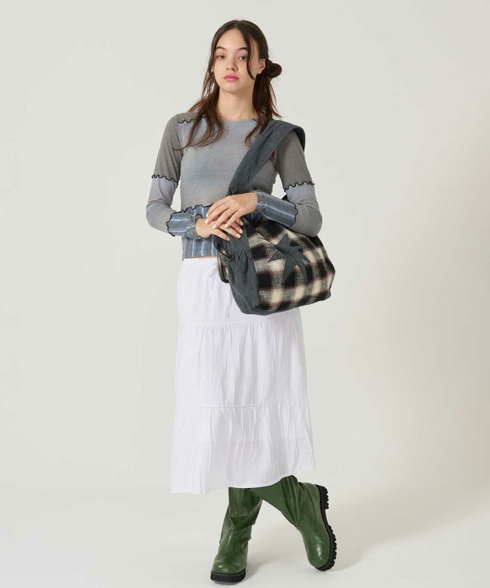 ティアード/ スカート/ミディ丈/ホワイト