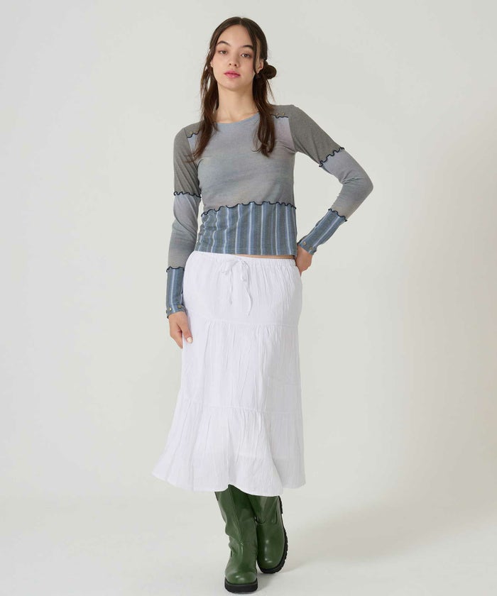 ティアード/ スカート/ミディ丈/ホワイト