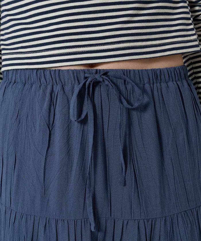 ティアード/ スカート/ミディ丈/ネイビー