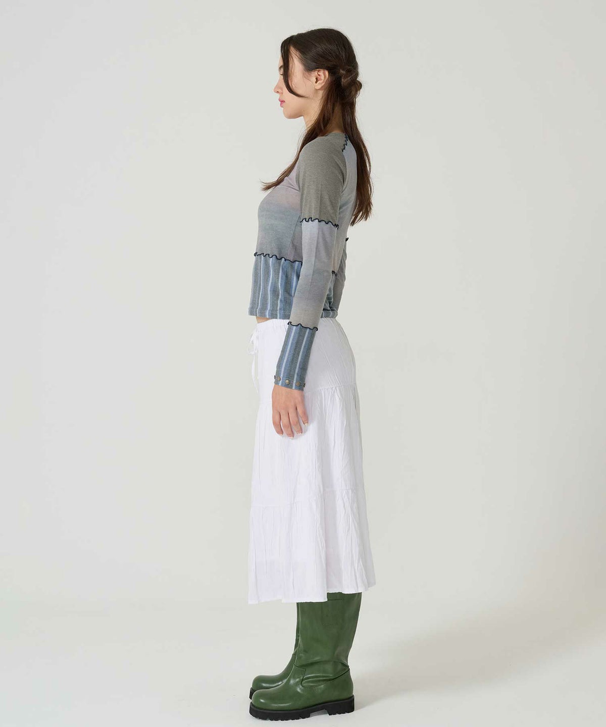 ティアード/ スカート/ミディ丈/ホワイト