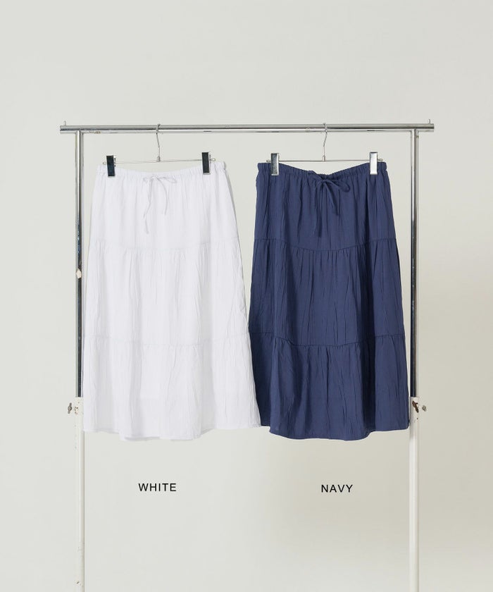 ティアード/ スカート/ミディ丈/ホワイト/ネイビー