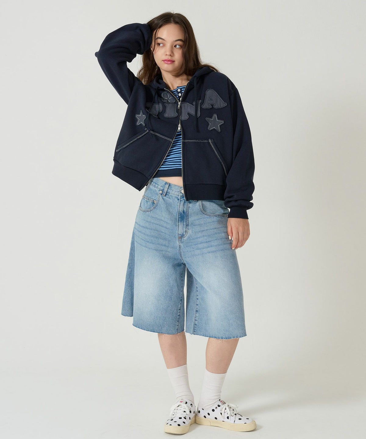 ハーフ/デニム/パンツ/ブルー