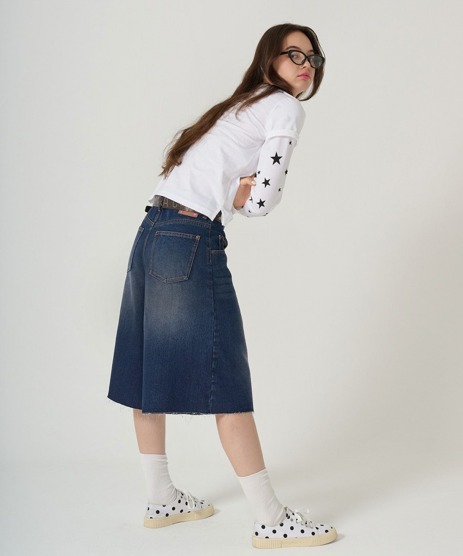 オーバーサイズ ハーフデニムパンツ TINA：JOJUN 全2色｜tnj731-1134